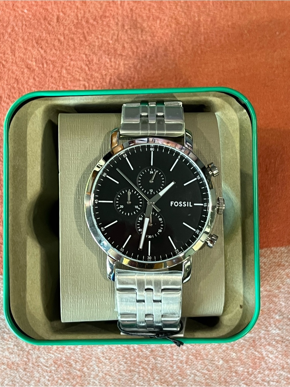 Fossil Luther Chronograph Stainless Steel Watch with Black Dial